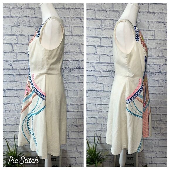 Champagne & strawberry sheath dress embroidered - Picture 10 of 11